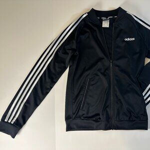 Adidas track jacket black with white stripes - size S